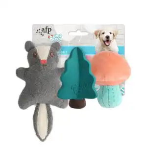 AFP Little Buddy 3-Pack Toy Woodland – Een set van een das, paddenstoel en boom met pieper voor puppy's.