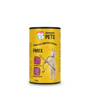 Excellent Pets Dog Parex 90 gram aanvullend diervoeder voor honden in brokvorm met 100% natuurlijk kruidenmengsel van ceylonkaneel knoflook tijm pepermunt venkel en meer met prebiotica FOS en MOS voor reiniging van het spijsverteringsstelsel activering van het afweersysteem en een glanzende vacht verkrijgbaar in 90 180 270 en 630 gram