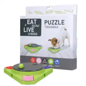 Eat Slow Live Longer Puzzle Triangle – Een driehoekige interactieve Level 2 snackpuzzel voor hersenwerk bij doodles.
