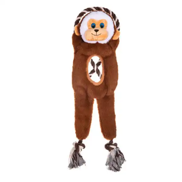 Growl Jungle Tugz Max de Aap – Een sterke bruine hondenknuffel met intern touw en Ruff Guard Technology voor trekspelletjes met jouw doodle.