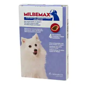 Milbemax kauwtabletten hond klein – Smakelijke ontwormingstabletten met kipsmaak voor kleine doodles en pups.