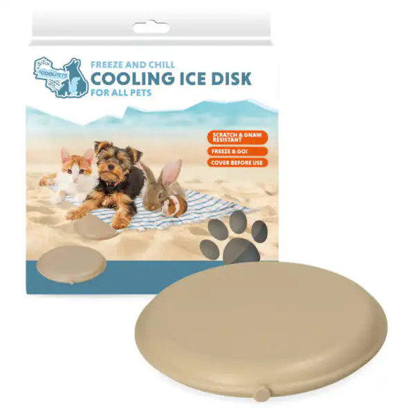 Coolpets Cooling Ice Disc Beige duurzame koelschijf voor honden en knaagdieren bij Ashley's Boutique